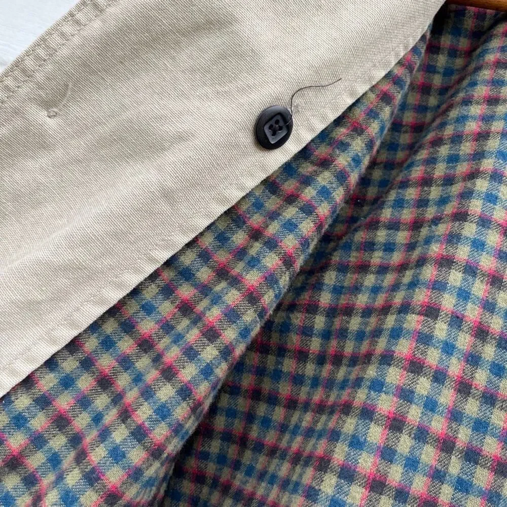 VTG LL Bean Field Coat Barn Jacket Canvas Corduroy Collar M Tall